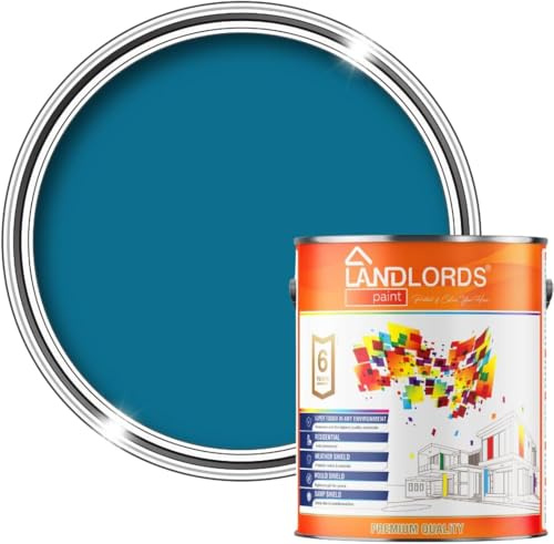 Landlords Paint Marina Blue 1L Peinture acrylique pour bois extérieur 1 L Semi-brillante Imperméable Résistant aux UV Longue durée Séchage rapide