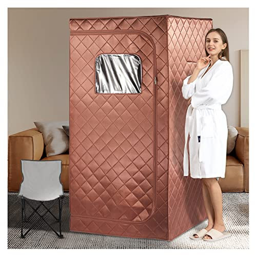 amocane Bärbar infraröd bastu för hem, spa, full storlek, personlig bastustält med fjärrkontroll, uppvärmningsfotdyna och hopfällbar stol för avkoppling och deox(L 85 cm x B 85 cm x H 166 cm)