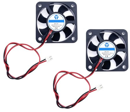 JZK Lot de 2 mini ventilateurs de refroidissement silencieux 5010 50 x 10 mm à 2 broches CC 5 V avec fils, 5010 petit ventilateur de refroidissement silencieux 50 mm, 5 cm 5 V CC sans balais pour