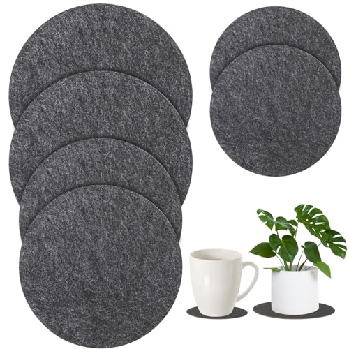 6 Stück Tischuntersetzer Glasuntersetzer Rund Pflanzentablett Deko Filzuntersetzer Ø 10/15/20 cm Waschbare Blumentopf Untersetzer Grau Getränkeuntersetzer für Tassen Bar Glas
