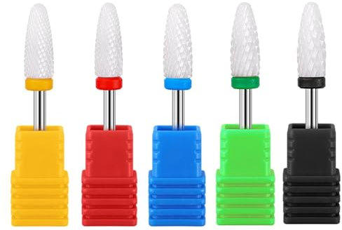 MEISO 5 Pezzi Punte Fresa Unghie, Punta da Trapano per Unghie, Rimozione Cuticola, Punte Fresa Unghie Ceramica per Rimuovere Gel, Acrilico, Cuticola, Strumenti per Manicure e Pedicure