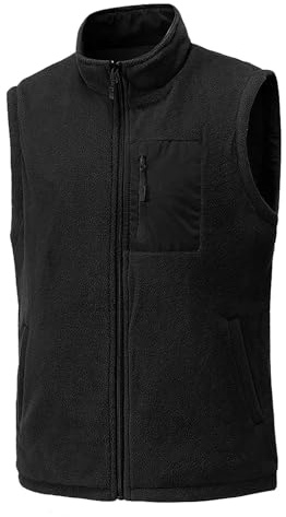 Gilet in pile da uomo, giacca senza maniche da uomo, caldo e confortevole, con cerniera intera, leggero, caldo, foderato in pile, senza maniche, per golf, gilet leggero con tasche