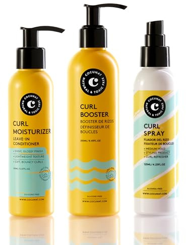 COCUNAT - Kit Rizos Definidos - Acondicionador Leave-in + Gel Definición + Spray Fijador - Define, Nutre, Elimina el Frizz - Método Curly - Toxic-Free, Sin siliconas, Ni Sulfatos