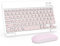 LAMA Clavier et Souris sans Fil Bluetooth, Clavier Universel Ultra-Mince Rechargeable pour Tablette, Compatible avec iPad/Tablette/iOS/Android/Windows, AZERTY Français, Rose