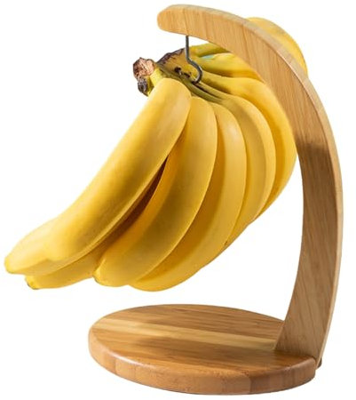 Yhsioaklo Banana Hanger | Wooden Banana Tree Hanger Sturdy Display with Hook | Grape Stand, Fruit Holder for Home or Bar Countertops Fruit Storage with Oval Base