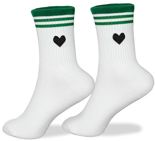 1 par Damstrumpor, Stripe Love Damstrumpor Damsportstrumpor Storlek 36-42 Bomull Damstrumpor Dam Atletiskstrumpor Roliga presenter för kvinnor (grön)