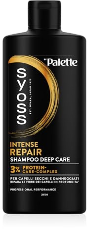 Syoss Palette Intense Repair Shampoo Deep Care 440ml, Shampoo ristrutturante capelli con 3% Protein-Care-Complex che ripara le fibre in profondità, Prodotti per capelli secchi e danneggiati