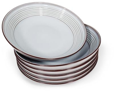 CARK - Juego de 6 Platos Cerámicos Hondo 21cm, Aptos para Microondas y Lavavajillas,Brillante,Vajilla apilable,Platos Moderno,elegante y duradero,resistentes al horno