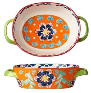 Adatta per forno tradizionale Teglie da forno in ceramica da 800 ml, set di teglie con manici, teglia for lasagne for dolci, torte, cucina, microonde, lavabile in lavastoviglie per Lasagne