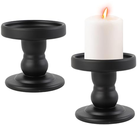 FYting 2 Stück Kerzenständer,Kerzenhalter,Kerzenständer Glas (Schwarz)