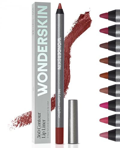 Wonderskin Lipliner-Stift – 360 Lippenkonturen Lip Liner, Langlebig, Spitzbar, Wasserfest und Übertragungssicher, Brauner Lipliner (Mahogany)