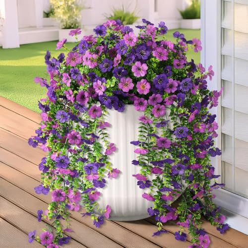 BEJAGWUS Künstliche Blumen Balkonpflanzen für Draußen,Kunstblumen Haustür