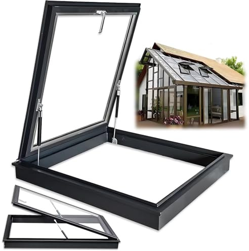 Heavy Duty Skylight House Roof Window, Underground Lighting Well Window with Tempered Glass, Venting Deck Viewing Window Cover for Sunroom 23x15in