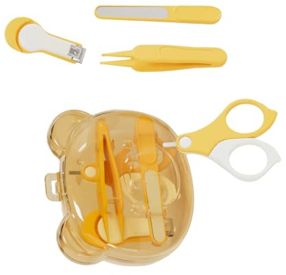 Kit de cuidado de uñas para recién nacidos y bebés, incluye tijeras de uñas, lima y pinzas, empaquetado en una caja portátil para una manicura segura para bebés, manicura a prueba de niños, cuidado