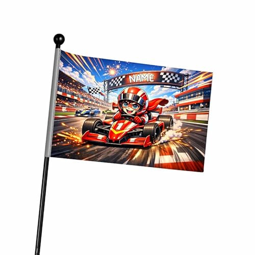 Ferocity Cykelflagga barn racing målflagga personlig cykelvimpel med namn cykelvagn säkerhetsflagga justerbar reflekterande cykelflaggstång sparkcykel gokart [164]