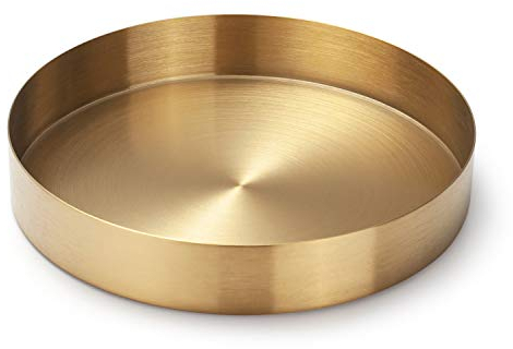 Vassoio Decorativo di Immagazzinaggio Dell'organizzatore Del Vassoio Dell'oro Rotondo per Gioielli, Trucco, Articoli da Toeletta, Stoviglie da Cucina Oro (18cm)