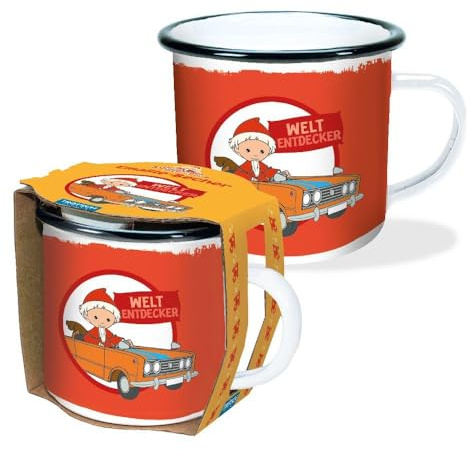 Trötsch Unser Sandmännchen Emaille-Becher Weltentdecker: Emaille-Becher Sandmann, 1 Stück (1er Pack), White