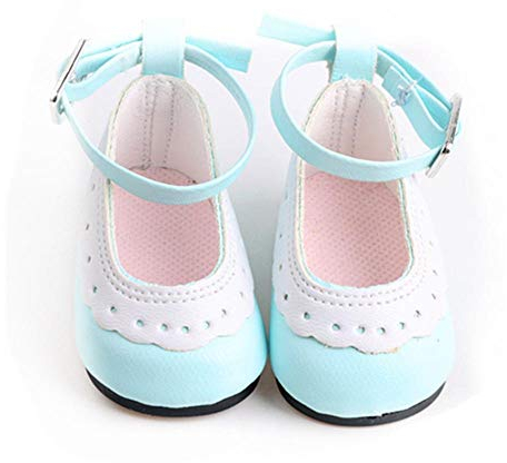 Aeromdale Doll Shoes Flat Shoes with Lace for 18 Inch American Doll Girls - Blue - 1 Pair