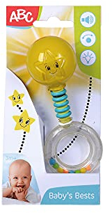 Simba 104010060 – ABC strahlende Light Up Rassel, leuchtet auf beim Schütteln, 14cm, Babyspielzeug, Babyrassel, Erstausstattung, ab 3 Monaten