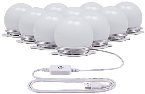 AIBOO Vanity Mirror Lights, Hollywood Style Dressing Table Mirror With 10 Dimmable Bulbs, 4000K Nature White, USB Cable