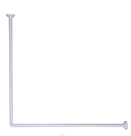 Vetrineinrete® Bastone per tenda doccia universale regolabile angolare aste 80x80 cm bianco 69371 H35