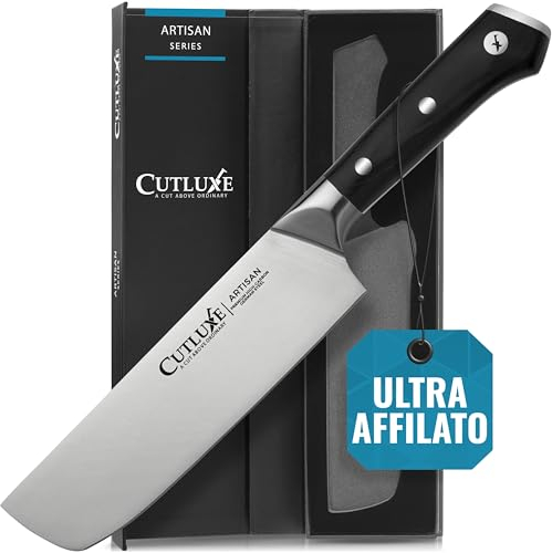Cutluxe Coltello Cucina Nakiri - 18 cm Coltello Giapponese, Coltello Chef per Verdure per Tagliare, Dado e Affettare – Affilato & Full Tang – Design Ergonomico del Manico – Serie Artigianale