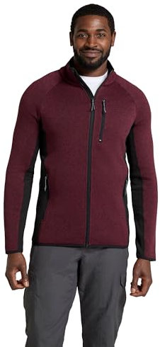 Mountain Warehouse Mens Full-Zip Half-Zip Fleece - Anti-pill, Stretch Panels Top - Best for Spring Summer, Camping, Outdoors, Travelling & Hiking Dark Red (Full Zip) XXS