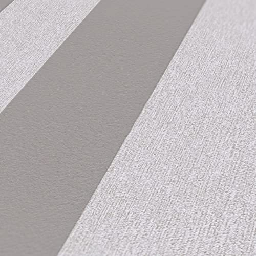 A.S. Création Attractive 2 390293 Papier peint à rayures Gris clair 10,05 m x 0,53 m Fabriqué en Allemagne