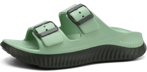 KuaiLu Womens Recovery Sandals Comfortable Plantar Fasciitis Arch Support Ladies Orthopedic Sport Slides Open Toe Slip On Thick Athletic Cushion Slippers Summer Beach Walking Shoes Olive Green Size 8