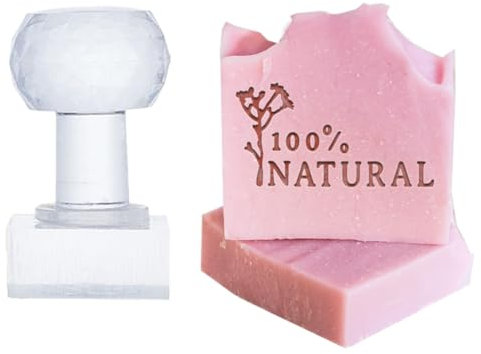 PandaHall Parola Timbro Acrilico Timbro per Goffratura di Sapone Naturale Timbro per Sapone con Manico Sapone Timbro per Impronta Del Capitolo Piccolo per Sapone Fatto A Mano Biscotti Argilla Ceramica