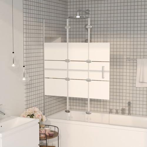 Tidyard Cabine de Douche Pliable ESG 100x140 cm Blanc, Pare-Baignoire Paroi de Douche, Écran de Douche Fermeture de Baignoire Mur Panneau de Douche pour Salle de Bain