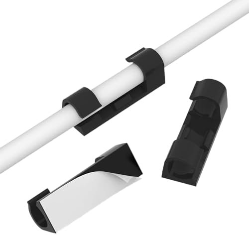 Cable Tidy Clips, 40 PCS Self-Adhesive Wire Clips Cable Management, Black Cable Holder, Wire Clamps Cord Organiser, Fit for Cable Within 9mm/0.35 Inch Diameter