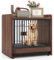 COSTWAY Cage pour Chien 2 en 1, Cage Chien Intérieur Plateau Amovible Porte Verrouillable, Niche pour Chien de Taille S/M, Table d'Appoint 62 × 49,5 × 61 cm, Capacité 50 kg, Marron