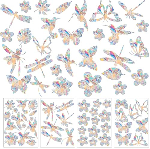 Prism Window Stickers, Bird Protection, Pack of 42 Rainbow Window Film, Bird Strikes 3D Window Film, Rainbow Effect Rainbow Window Sticker, Anti-Collision Sticker, Bird Protection Sticker Window