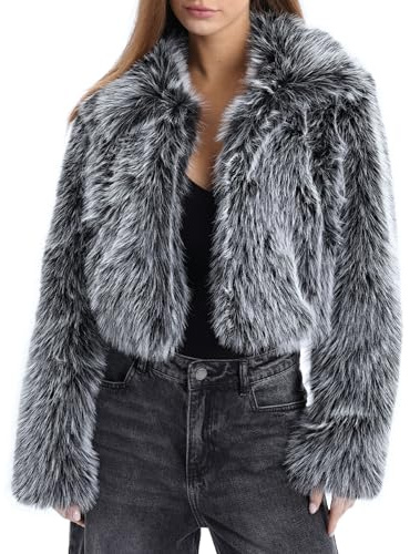 Amazhiyu Cappotto di pelliccia da donna, giacca in pelliccia sintetica, cappotto in pelliccia sintetica, giacca in pelliccia sintetica, cappotto in pelliccia sintetica corto, cappotto in pile, giacca