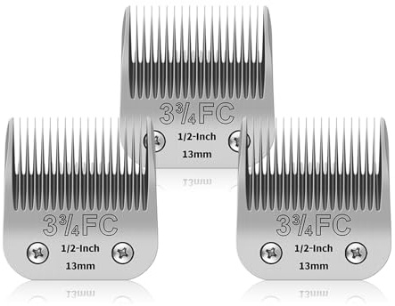 3-pack avtagbara keramiska knivar för företag hundvård 3-3/4FC kompatibel med And*s/Oster A5/Heiniger/Moser Max 50/Wahl, 3–3/4FC laming 1/2 tum 13 mm kuplängd