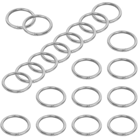 Sxutop 20 Stück geschweißte, runde Ringe aus 304 Edelstahl, O-Ring, vielseitig einsetzbar, O-Ring, Metall, 30 mm, externer Durchmesser 3 mm, Dicke für Hardware, Taschen, Hundeleine