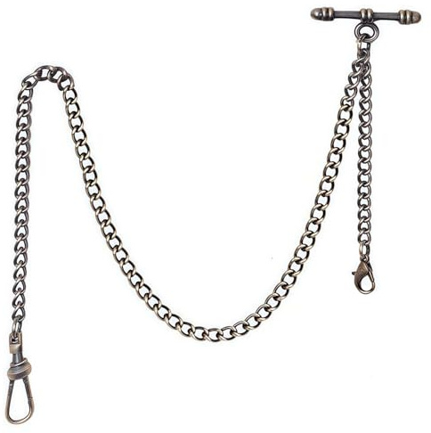 Kchss Single Albert Pocket Watch Chain with T-Bar Bronze