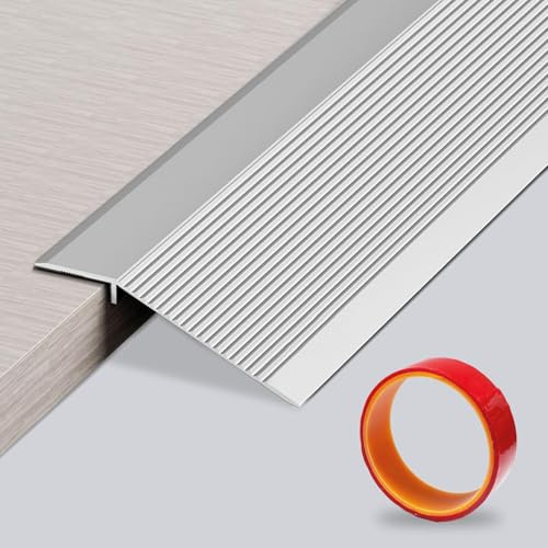 Golvövergångslist av aluminium, 0,9 m x 100 mm aluminium, övergångsprofil med lång tejp, överbrygger höjden mellan 8–40 mm, halkfri vattentät övergång till dörrtrösklar för ramper (matt silver)