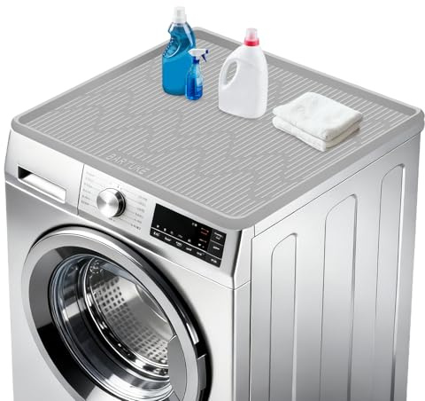 Kalolary Tapis de Protection pour Lave-Linge et Sèche-Linge, Tapis Supérieur en Silicone Imperméable Antidérapant, Résistant, Facile à Nettoyer pour Buanderie (24 x 24)