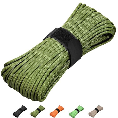 KOKKOYA 31m 550 Paracord Gazebos Guy Ropes for Garden Parasol 4mm Cord | 550 lb nylon paracord with 7-strand core; flexible and durable cord for camping, hiking, DIY projects,olive