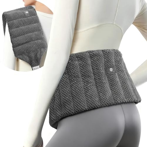 uncn Kirschkernkissen Rücken 78x19 cm - 1KG, Mikrowelle Heizkissen mit 86 cm Verlängerbarem Gurt – Flexibel Für Jede Körperpartie, Groß Körnerkissen mit Duft