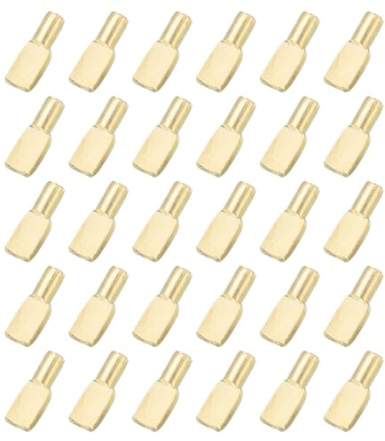QUARKZMAN Soportes Para Estantes, 60 PCS Clavijas Para Estantes De 5mm, Soportes Para Estantes Para Muebles De Cocina, Librería, Vitrina Y Armario (Dorado)