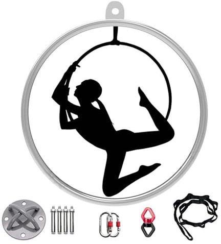 Soporte de techo de aro aéreo, juego de Lyra de acero inoxidable con accesorios para gimnasio y fitness, 31/33/35/37/39 pulgadas de diámetro, anillo de yoga para adultos y niños