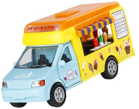 WNXGNHO Gioco Ruolo Educativo Furgone dei Gelati Veicolo da Gioco Giocattolo Migliora La creatività Abilità Sociali Bambini Auto da Collezione Pull Back Furgone dei Gelati Regalo per Collezionisti
