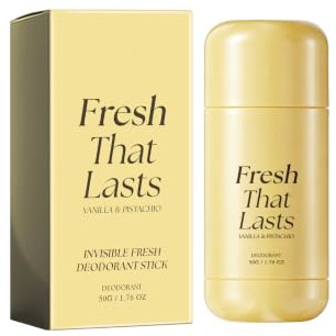 Osynlig Fräsch Deodorant Stick – Växtbaserad för Kvinnor & Män, 24H Luktkontroll, Fläckar Inte, Återfuktande Formula, Doft Vanilj & Pistasch – 50g