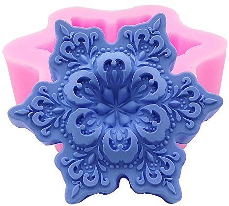 Monqui Snowflake Christmas Silicone Mold for Handmade Soap, Crafts, Candle, Chocolate, Muffins, Ice
