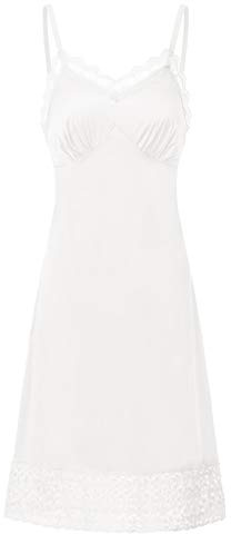Belle Poque Vintage Women's Under Dresses Spaghetti V-Neck Lace Sleep Dress Full Slip Nightdress 2041