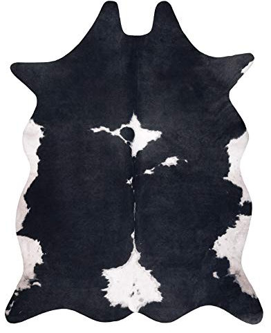 rugsx Alfombra de Cuero de Vaca Artificial, Vaca, patrón de Animales, Cuero de imitación, Alfombra de área para la Sala de Estar, el hogar, el Dormitorio, DIY Crafts Negro Blanco 100x150 cm