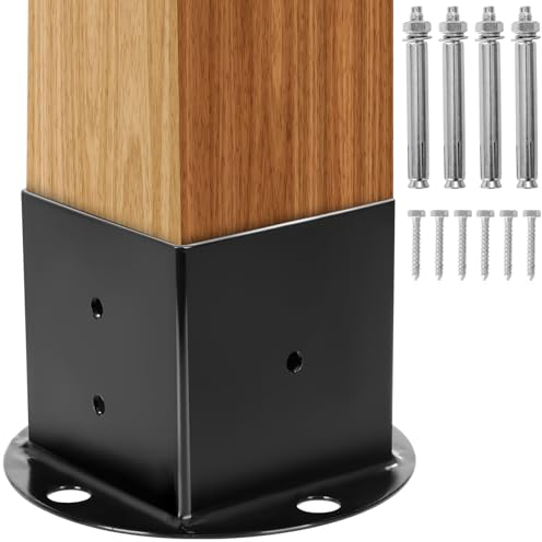 Casquillo atornillable para postes de madera cuadrados de 92 x 92 mm, poste de suelo, soporte para vallas, placa de suelo, soporte para postes, ancla, 1 pieza